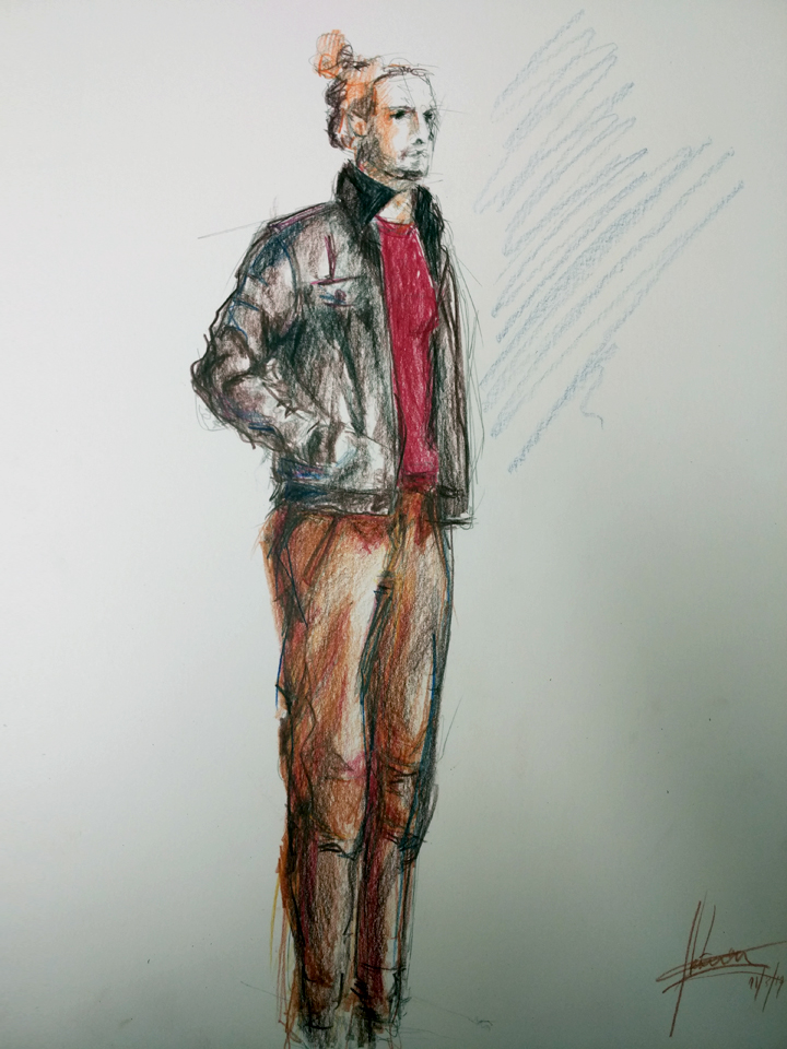 Posado para diseño de moda. Anónimo.