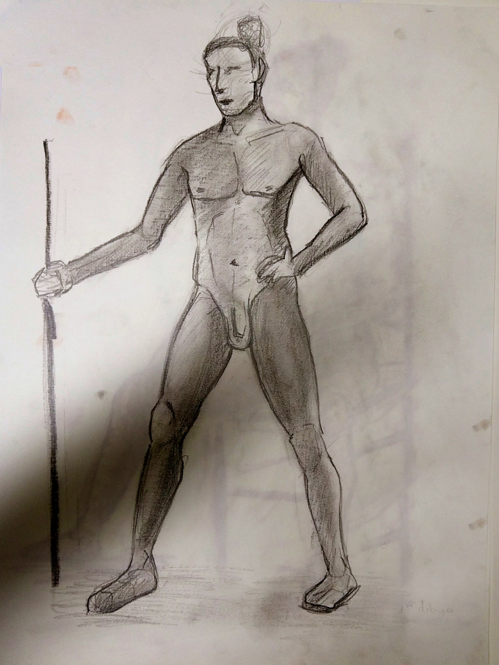 Pose de pie con apoyo. Anónimo.