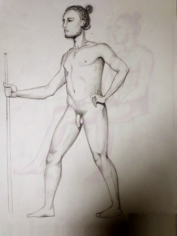 Pose de pie con apoyo. Anónimo.