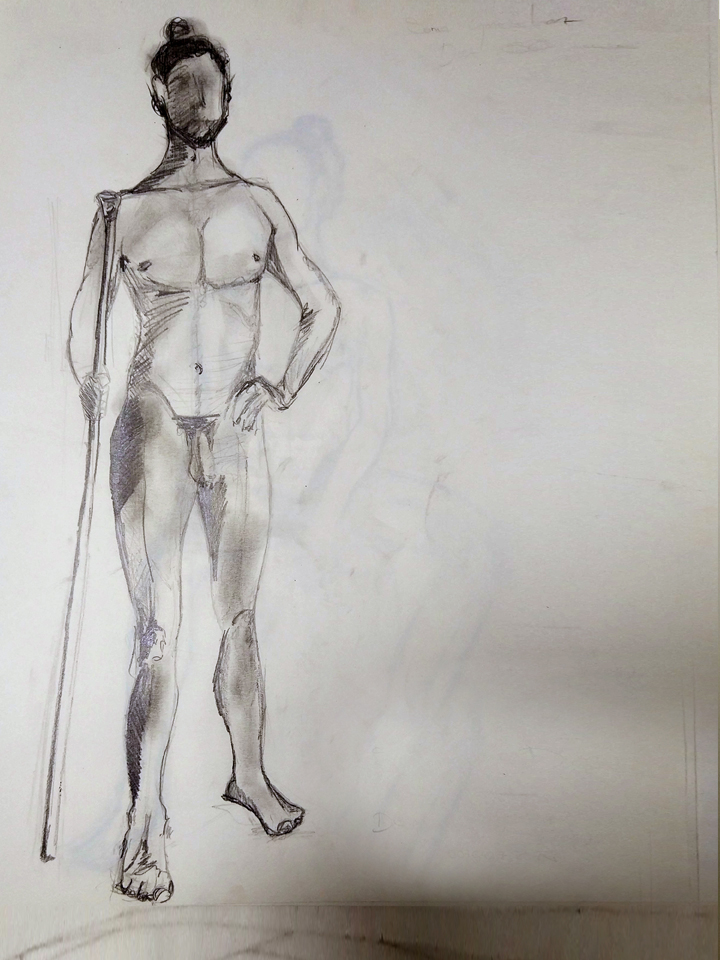 Pose de pie con apoyo. Anónimo.