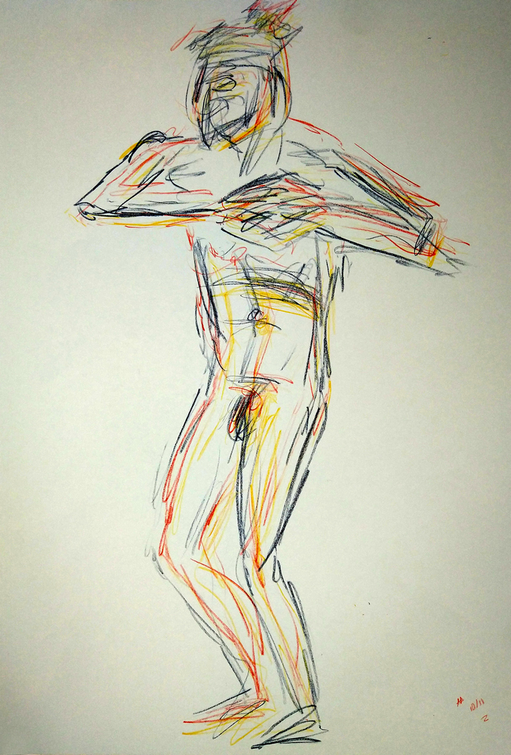 Tres lápices de colores a la vez 