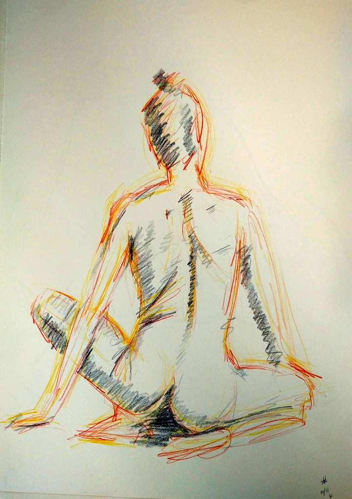 Tres lápices de colores a la vez