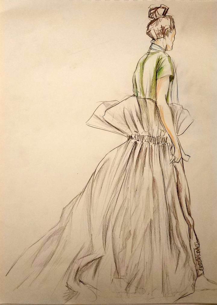 Posado para diseño de moda. Anónimo.