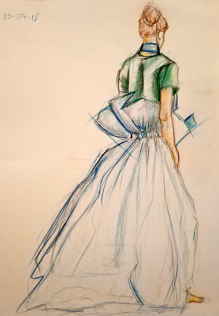 Posado para diseño de moda. Anónimo.