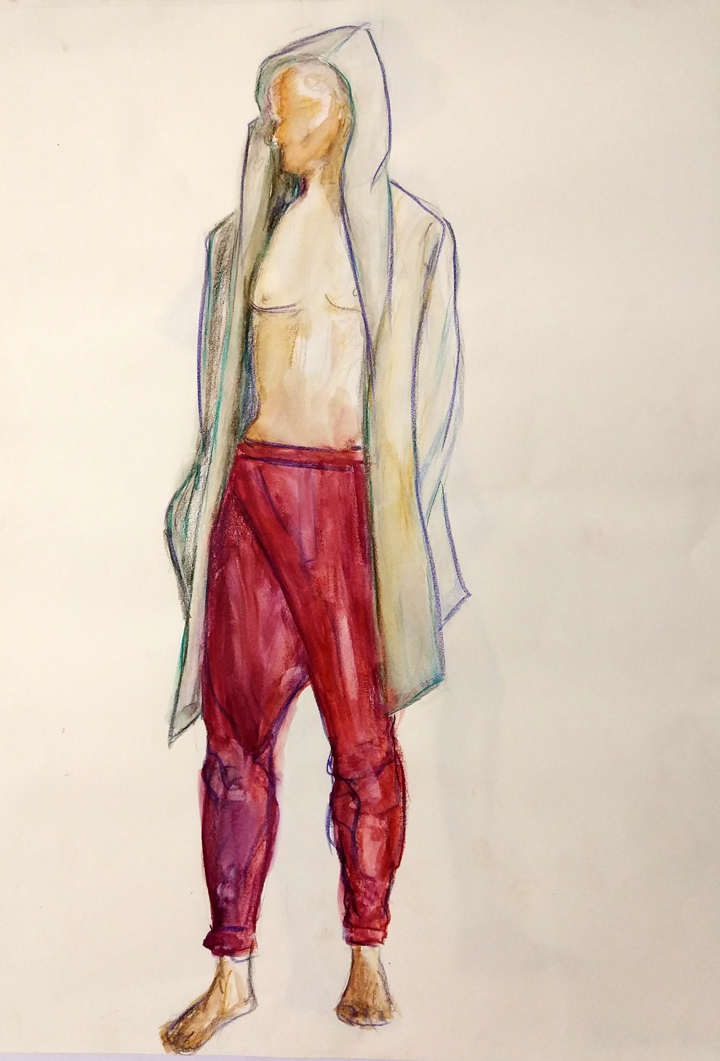 Posado para diseño de moda. Anónimo.