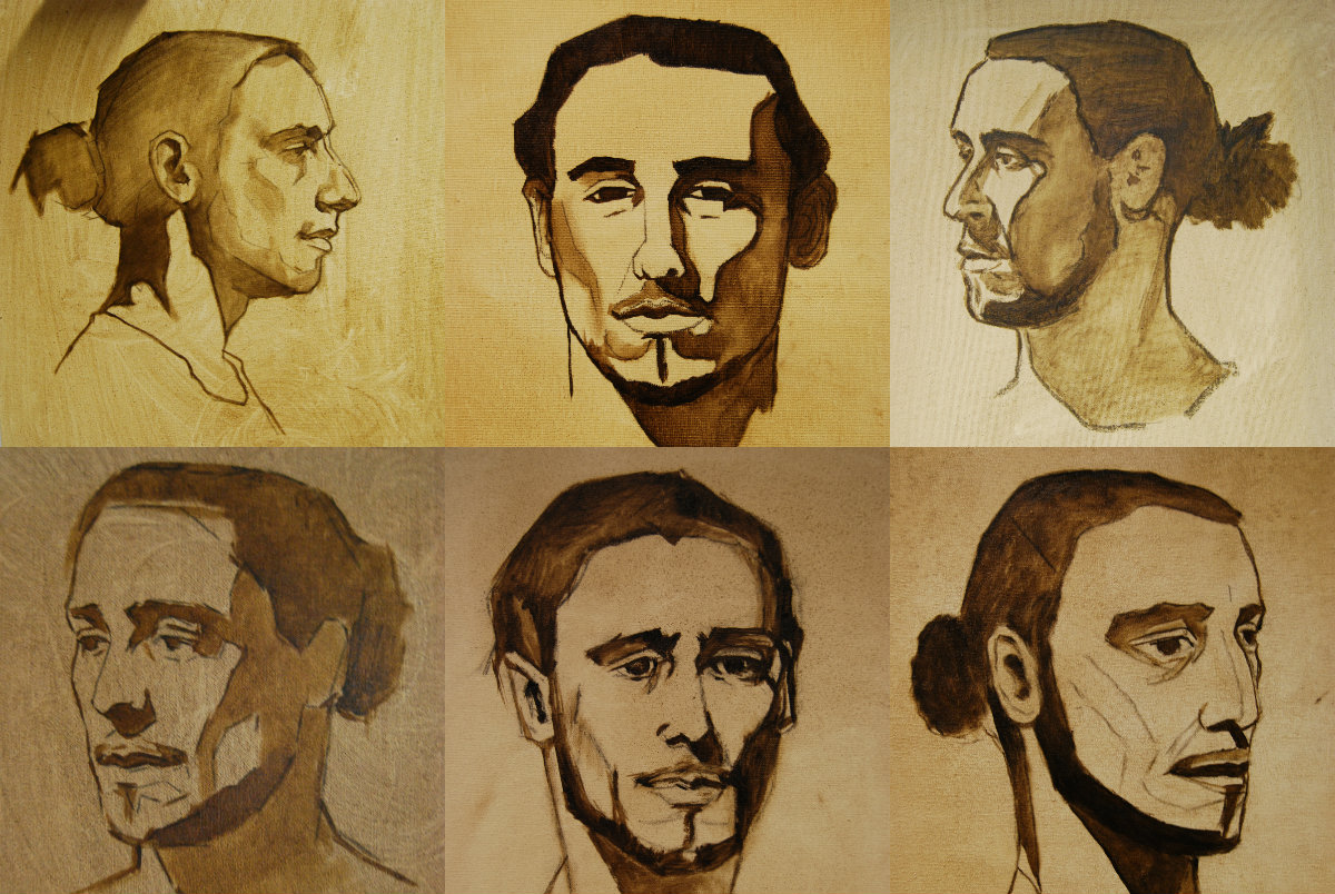 Retratos anónimos durante el proceso de creación.